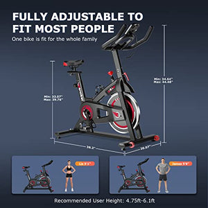 Wenoker Exercise Bike - Stationary Bike for Home with Silent Belt Drive and Upgraded LCD Monitor