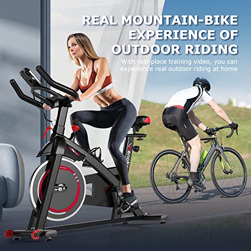 Wenoker Exercise Bike - Stationary Bike for Home with Silent Belt Drive and Upgraded LCD Monitor