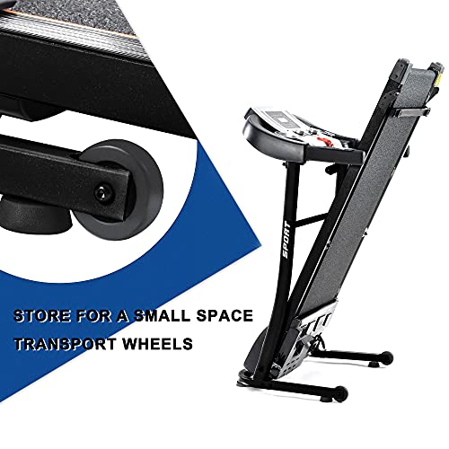 EKN Foldable Treadmill with Incline - 12 Programs, 3 Modes - Portable Indoor Running Machine with LCD and Pulse Monitor